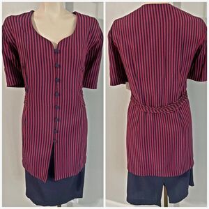 Vintage 90s Lady Dorby Striped Midi Dress 18W NWT Secretary Core